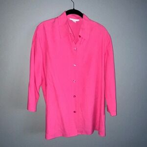 Vintage Anna and Frank Womens Silk Button Up Large Pink Career Office Business